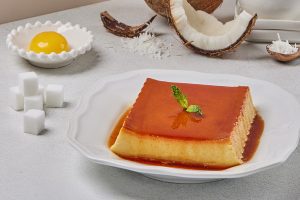 Dairy free coconut flan on a plate