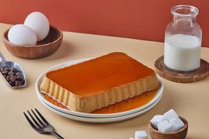 Coffee flavoured leche flan on a plate